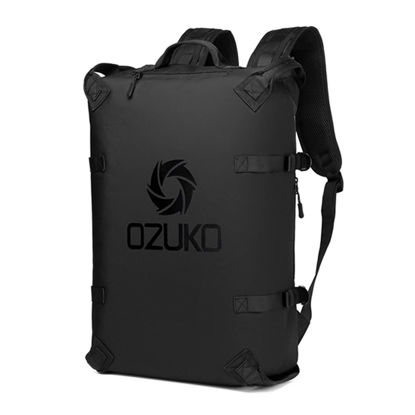 Picture of OZUKO Fashion Men Backpack Outdoor Motorcycle Backpacks 15.6 inch Laptop Backpack Teenager Male Waterproof Travel Bag (Black)
