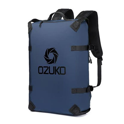 Picture of OZUKO Fashion Men Backpack Outdoor Motorcycle Backpacks 15.6 inch Laptop Backpack Teenager Male Waterproof Travel Bag (Blue)