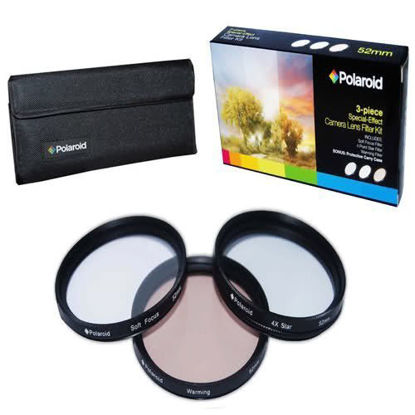 Picture of Polaroid Optics 3 Piece Special Effect Lens Filter Kit (Soft Focus, Revolving 4 Point Star, Warming) For The Nikon D40, D40x, D50, D60, D70, D80, D90, D100, D200, D300, D3, D3S, D700, D3000, D5000, D3100, D3200, D3300, D7000, D5100, D4, D4s, D800, D800E, D600, D610, D7100, D5200, D5300 Digital SLR Cameras Which Have Any Of These (18-55mm, 55-200mm, 50mm, 40mm, 28mm) Nikon Lenses