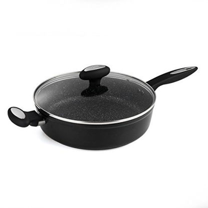 Picture of Zyliss Cook Non-Stick Forged Saut? Pan with Glass Lid, Aluminium, Black, 53.9 x 29 x 15.6 cm