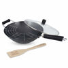Picture of Ken Hom KH431041 Carbon Steel Non Stick Wok Set | 31 cm | Excellence | Induction Hobs/Metal Tool Safe/Phenolic Handle | Includes Wok With Lid, Wok Utensil & Rack | Dishwasher Safe/2 Year Guarantee