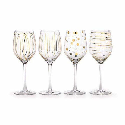 Picture of Mikasa Wine Glasses, 4 Count (Pack of 1), Gold