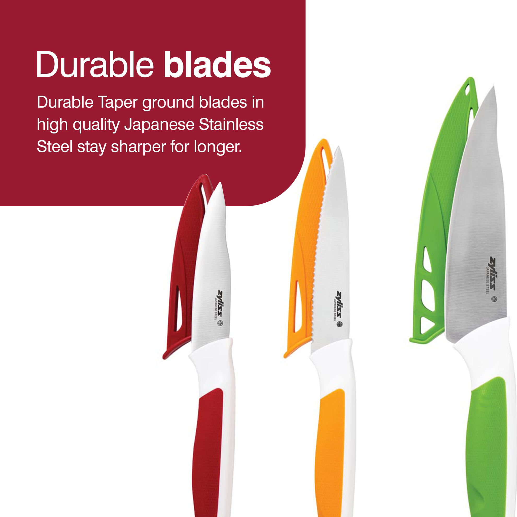 GetUSCart Zyliss Comfort Cutting Board & 3Piece Knife Set Japanese