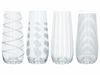 Picture of Mikasa C000212 'Cheers' Stemless Champagne Glasses / Stemless Wine Glass Tumblers with Decorative Etching, Crystal Glass, Silver Effect, 230 ml, Set of 4