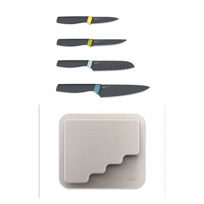 Picture of Joseph Joseph 10303 DoorStore Knives Elevate Set with Knife Block 3M Adhesive Wall and Cabinet Door Mount, 5-piece Opal