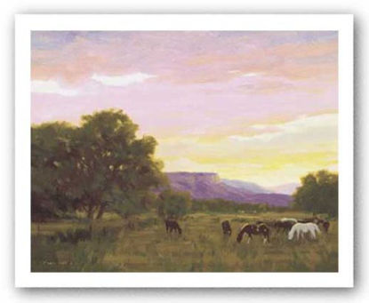 Picture of BENTLEY Grazing Below The Mesa by Roger Williams 24"x18" Art Print Poster
