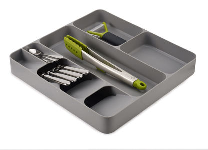 Picture of Joseph Joseph DrawerStore Kitchen Drawer Organizer Tray for Cutlery Utensils and Gadgets, Gray, 15.6 x 15.1 x 2.1 Inches