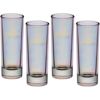 Picture of BarCraft BCSGLUST4PC Rainbow-Pearl Iridescent Tall Shot Glasses, 60 ml (Set of 4), 3.9 x 3.9 x 10.4 cm