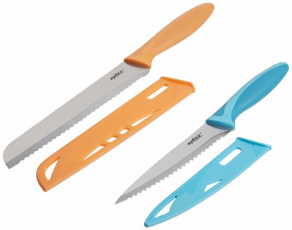 Picture of Zyliss 2-Piece Serrated Knife Value Set - Stainless Steel Knife Set - Bread and Serrated Utility Knives - Travel Knife Set with Safety Kitchen Blade Guards - Dishwasher & Hand Wash Safe - 2 Pieces