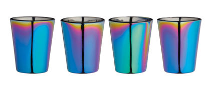 Picture of BarCraft BCSGRBOW4PC Metallic Rainbow Iridescent Shot Glasses, 50 ml (2 fl oz), Set of 4, 5 x 5 x 6 cm