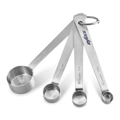 Picture of Zyliss Premium Stainless Steel Measuring Spoons - Stainless Steel Measuring Spoon Set - Dry Ingredient Nesting Measuring Spoons - Premium Bakeware & Kitchen Tools - 4 Piece