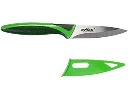 Picture of ZYLISS Paring Knife with Sheath Cover, 3.5-Inch Stainless Steel Blade, Green
