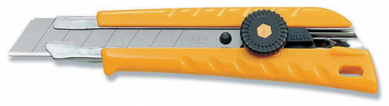 Picture of OLFA 18mm Heavy-Duty Utility Knife (L-1) - Multi-Purpose Custom Cutting Depth Utility Knife w/ Ergonomic Grip Handle & Snap-Off Blade, Replacement Blades: Any OLFA 18mm Blade