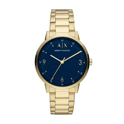 Picture of A|X ARMANI EXCHANGE Men's Three-Hand Gold-Tone Stainless Steel Watch (Model: AX2749), Gold & Blue