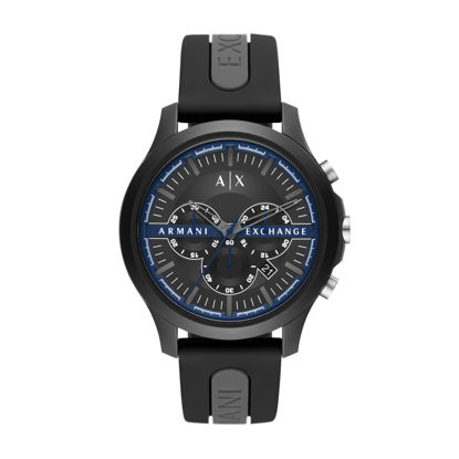 Picture of A|X ARMANI EXCHANGE Men's Chronograph Black and Gray Silicone Watch (Model: AX2447), Black/Blue Silicone