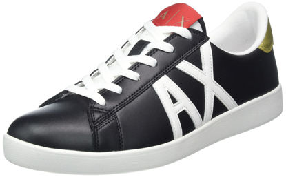 Picture of A|X ARMANI EXCHANGE Men's Leather Logo Low Top Sneaker, Black Germany, 6