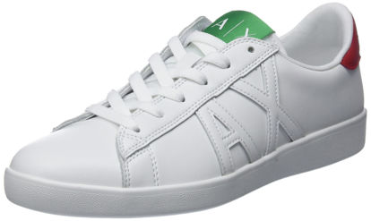 Picture of A|X ARMANI EXCHANGE Men's Leather Logo Low Top Sneaker, Opt White Italy, 10