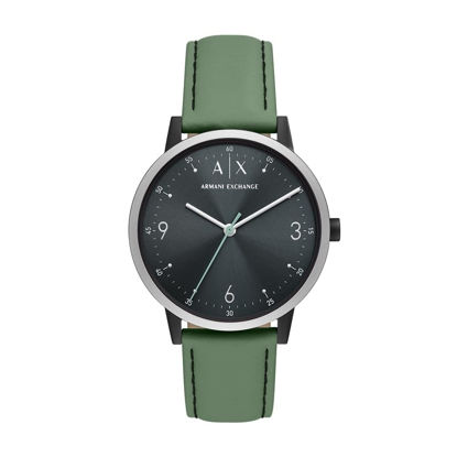 Picture of Armani Exchange Men's Three-Hand Green Leather Watch