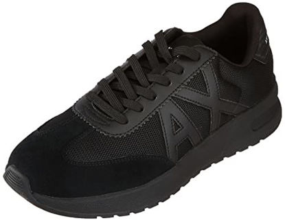 Picture of A|X ARMANI EXCHANGE Men's Suede Toe Logo Sneaker, Black+Black, 7.5