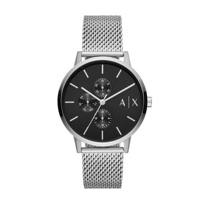 Picture of Armani Exchange Men's Stainless Steel Watch, Color: Silver/Black Mesh (Model: AX2714)