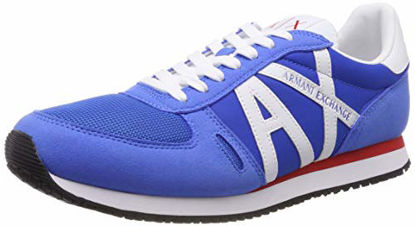 Picture of A|X Armani Exchange Men's Lace Up Sneaker with Logo, Blue + White, 11 US