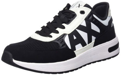 Picture of A|X ARMANI EXCHANGE Men's Colorblock Fashion Sneakers, Blk+Off White+Opt.White, 9.5
