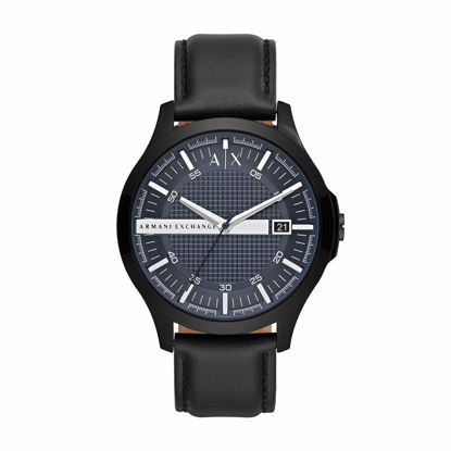 Picture of AX ARMANI EXCHANGE Men's Leather Strap Watch, Color: Black/Black (Model: AX2411)