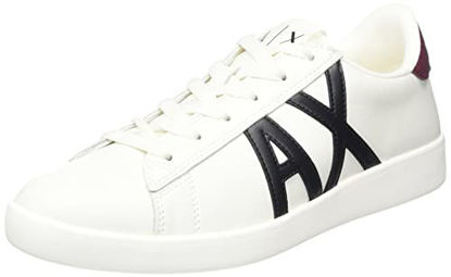 Picture of A|X ARMANI EXCHANGE Men's Leather Logo Low Top Sneaker, White+Wine, 6