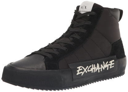 Picture of A|X ARMANI EXCHANGE Men's Quilted High Top Shark Tread Sneaker, Black, 8