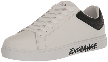 Picture of A|X ARMANI EXCHANGE Men's Updated Leather Sidewall Logo Sneaker, Op.White+Black, 11