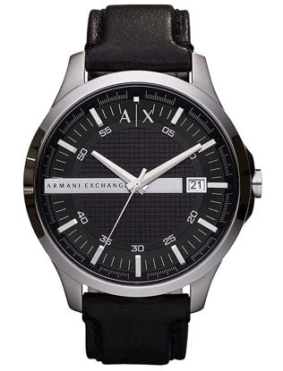 Picture of AX ARMANI EXCHANGE Men's Leather Strap Watch, Color: Black/Silver (Model: AX2101)