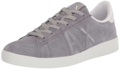 Picture of A|X ARMANI EXCHANGE Men's Leather Logo Low Top Sneaker, Alloy, 6