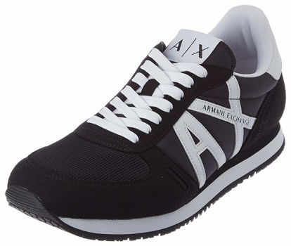 Picture of A|X Armani Exchange Men's Lace Up Logo Sneaker, Black + White, 9