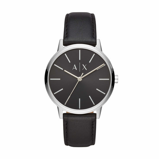 Picture of A|X ARMANI EXCHANGE Men's Cayde Leather Watch, Color: Silver/Black Leather (Model: AX2703