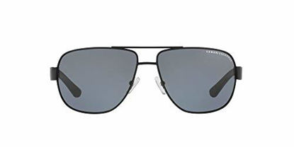 Picture of A|X ARMANI EXCHANGE Men's AX2012S Rectangular Sunglasses, Matte Black/Grey Polarized, 62 mm