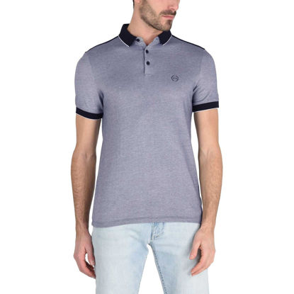 Picture of A|X ARMANI EXCHANGE mens With Stripes Polo Shirt, Navy, Small US