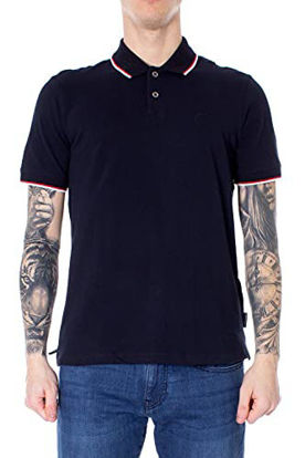 Picture of A|X ARMANI EXCHANGE mens Short Sleeve Jersey Knit Polo Shirt, Navy Blue, Large US