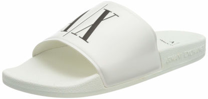 Picture of AX Armani Exchange mens Icon Project Logo Slip-on Slide Sandal Flip Flop, Op.white, 11 US