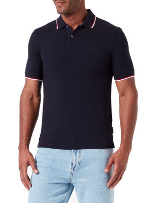 Picture of A|X ARMANI EXCHANGE mens Short Sleeve Jersey Knit Polo Shirt, Navy Blue, Medium US