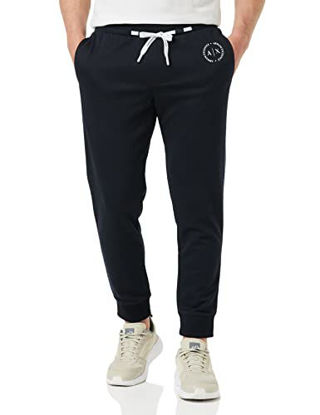 Picture of A|X ARMANI EXCHANGE mens Basic Fleece Logo Jogger Sweatpants, Navy, Small US