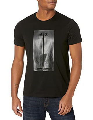 Picture of A|X ARMANI EXCHANGE mens Contrast Box Embossed Logo T-shirt T Shirt, Black, Large US