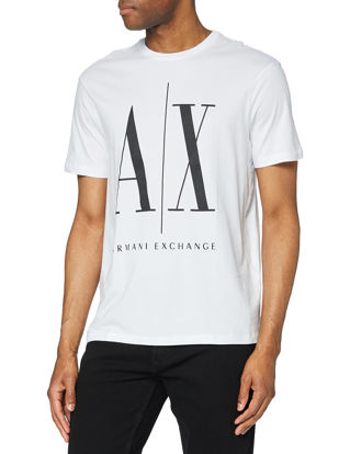 Picture of A|X ARMANI EXCHANGE mens Icon Graphic T-shirt T Shirt, White W/Black Print, Small US