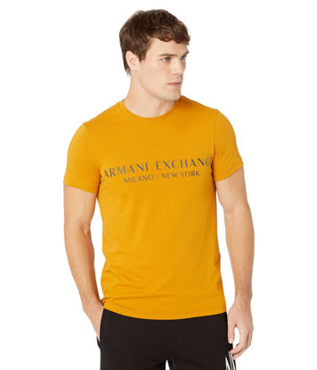 Picture of A|X ARMANI EXCHANGE Men's Short Sleeve Milan New York Logo Crew Neck T-Shirt, Buckthorn Brown, M