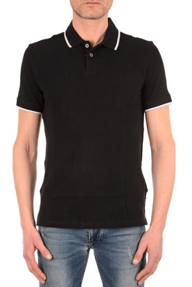Picture of A|X ARMANI EXCHANGE mens Short Sleeve Jersey Knit Polo Shirt, Black, Small US