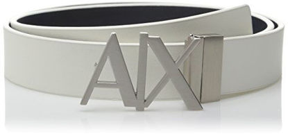 Picture of AX Armani Exchange mens A X Hinge Plate Belt, White/Navy, 34 US