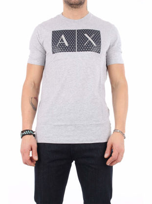 Picture of A|X ARMANI EXCHANGE mens Crew Neck Logo Tee T Shirt, Heather Grey, X-Large US