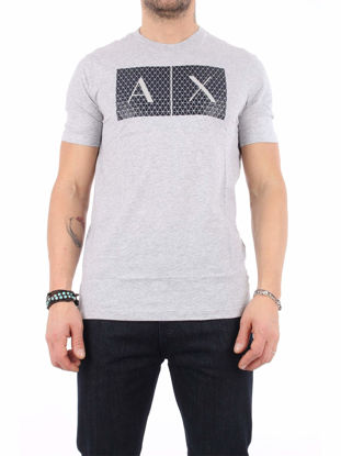 Picture of A|X ARMANI EXCHANGE mens Crew Neck Logo Tee T Shirt, Heather Grey, Large US