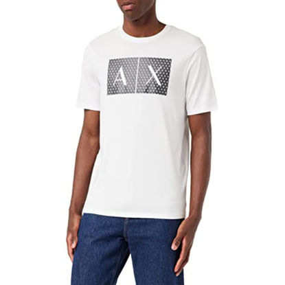 Picture of A|X ARMANI EXCHANGE mens Crew Neck Logo Tee T Shirt, Grid Logo Navy, Medium US