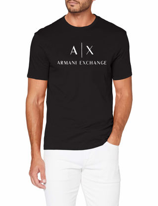 Picture of A|X ARMANI EXCHANGE mens Classic Crew Logo Tee T Shirt, Black, Small US