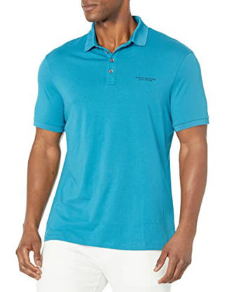 Picture of A|X ARMANI EXCHANGE Men's Short Sleeve Milano/New York Logo Jersey Polo Shirt, Mosaic Blue, XS